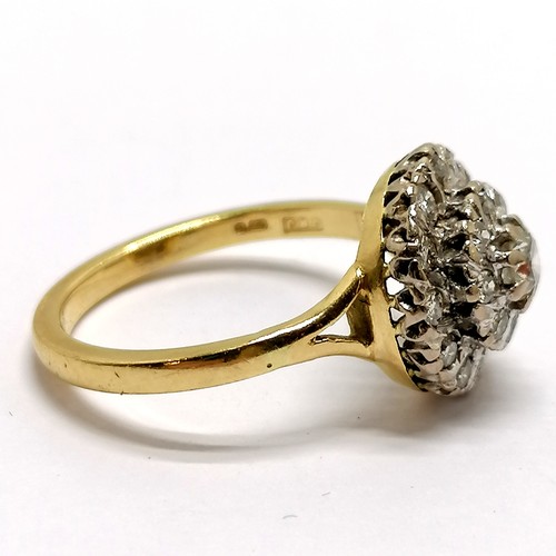 316 - 18ct hallmarked gold diamond cluster ring - size P½ & 4.9g total weight