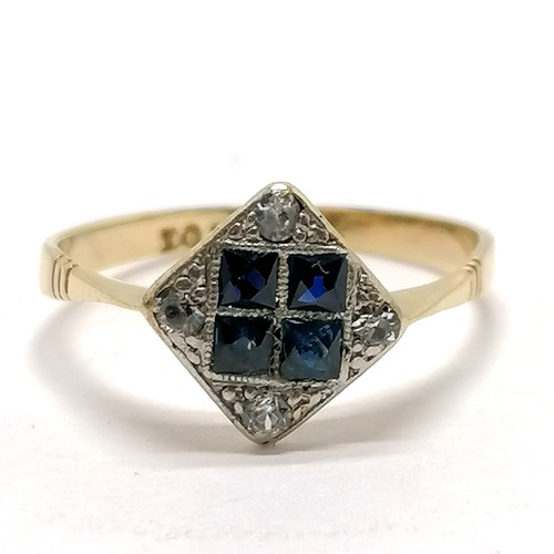 350 - 3 x 18ct gold rings ~ sapphire / white stone (size L), diamond cluster (size L½) & opal ring (size S... 