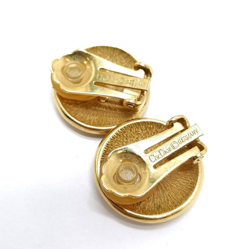 387 - Pair of Christian Dior gold tone clip-on earrings - 2cm diameter