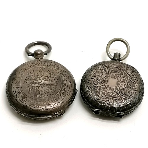 457 - 2 x antique silver cased pocket watches - largest 36mm (smaller lacks winder), 4 x wristwatches inc ... 