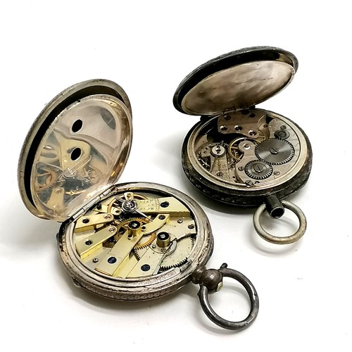 457 - 2 x antique silver cased pocket watches - largest 36mm (smaller lacks winder), 4 x wristwatches inc ... 