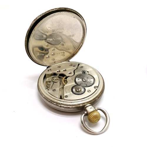 462 - Silver hallmarked Dennison cased gents open faced pocket watch (48mm case) - runs with dedication to... 