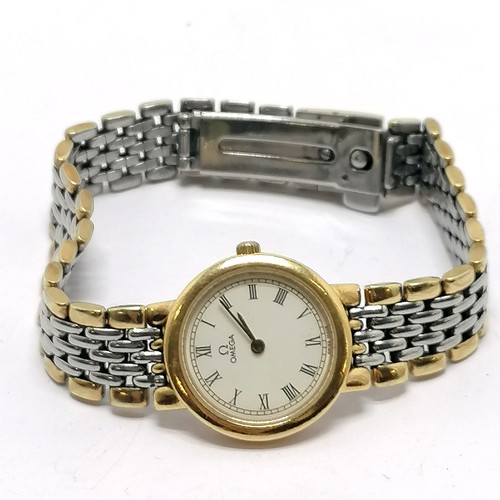 467 - Ladies Omega de ville quartz wristwatch in 2 tone metal - 20mm case & needs battery - WE CANNOT GUAR... 