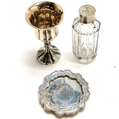 473 - Boxed silver travelling communion set with initials to box WWO (William Warren Coverdale Lipscomb Or... 