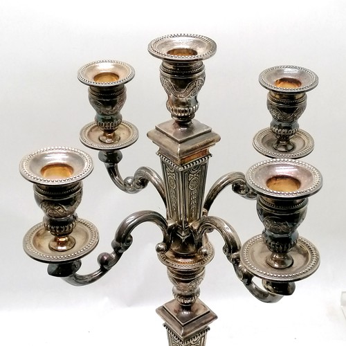 485 - Pair of solid 835 silver 4 branch candelabra / candelabrum by Artex Budapest - 43cm high & 2225g (71... 