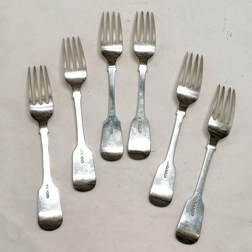 512 - 1835 William IV set of 6 x silver forks by Charles Shipway ~ 20cm & 454g