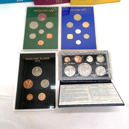 533 - 4 x Commonwealth proof sets ~ 1976 New Zealand, 1971 Ceylon, 1974 Swaziland & 1974 Falkland Islands