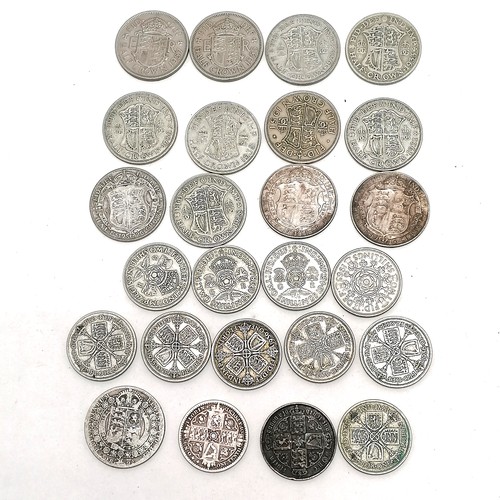 537 - Coin collection of half crowns (2/6) ~ 1892, 1914/15/26/28/31/33/34/36/38/51/55/57 & florins (2/-) ~... 