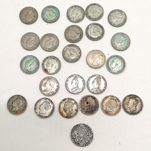 539 - Collection of GB shilling coins ~ 1727 George II, 6 x George IV (1821/26(x4)/27), 3 x Victoria (1887... 