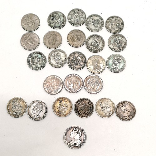 539 - Collection of GB shilling coins ~ 1727 George II, 6 x George IV (1821/26(x4)/27), 3 x Victoria (1887... 