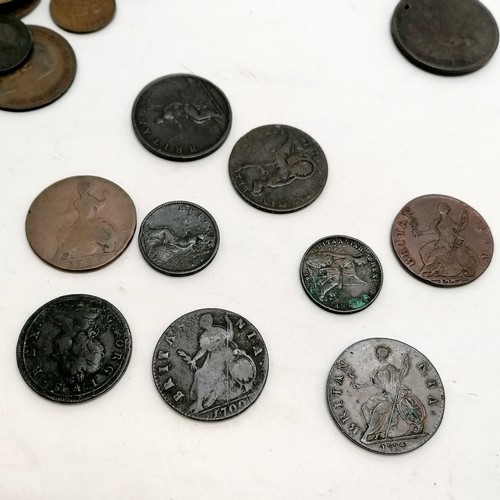 544 - Collection / lot of mostly 1d & halfpenny coins inc George III & IV, QV, cartwheels etc