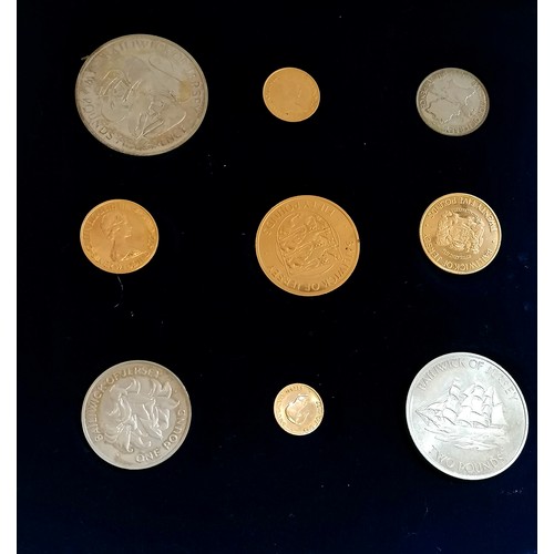 546 - Jersey 1972 boxed proof set of 9 coins inc the 22ct gold (£5, £10, £20, £25, £50 coins) + silver (50... 