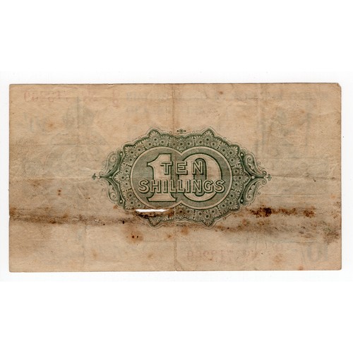 550 - 1919 George V Warren Fisher 10/- banknote G2 No. ~ has damage in the centre as per scan but still qu... 