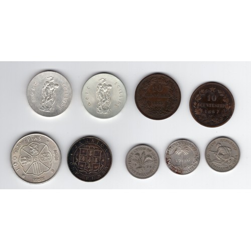 557 - 9 x coins (inc silver) 2 x 1966 Ireland, 1916 British West Africa, 1966(67) Spain, 1928 Jamaica, 186... 