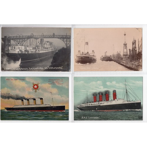 569 - Lot of 27 x shipping postcards inc Liverpool landing stage, Olympic, Latchford locks, RMS Scythia, L... 