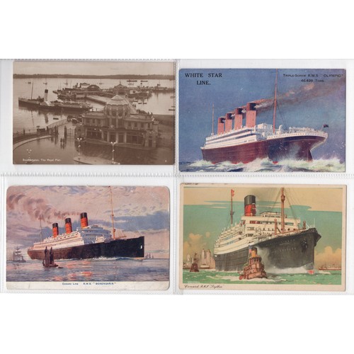 569 - Lot of 27 x shipping postcards inc Liverpool landing stage, Olympic, Latchford locks, RMS Scythia, L... 