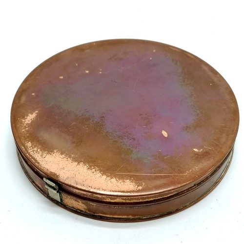 577 - Antique Hardy Brothers Ltd circular copper lidded fishing box - 12.5cm diameter