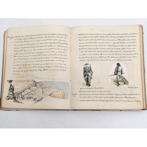 590 - 1862 hand written diary (with hand drawn pictures) by H H Lewis (Lieutenant in the Royal Artillery) ... 