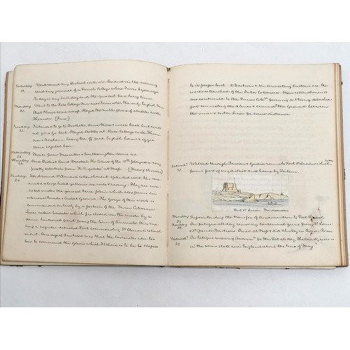 590 - 1862 hand written diary (with hand drawn pictures) by H H Lewis (Lieutenant in the Royal Artillery) ... 