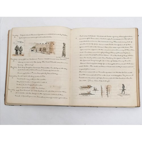 590 - 1862 hand written diary (with hand drawn pictures) by H H Lewis (Lieutenant in the Royal Artillery) ... 