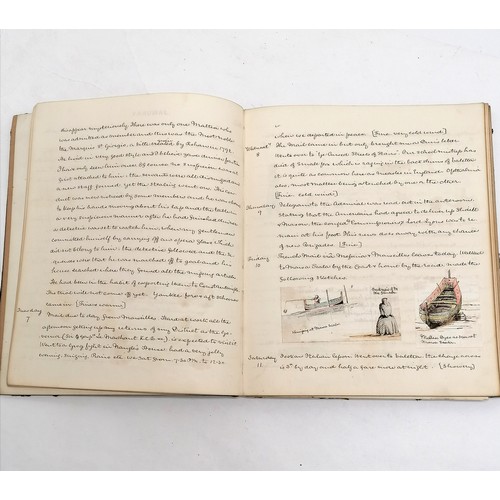 590 - 1862 hand written diary (with hand drawn pictures) by H H Lewis (Lieutenant in the Royal Artillery) ... 