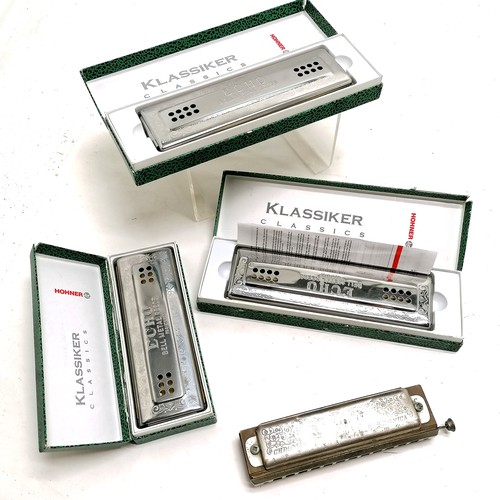 596 - 3 x boxed M Hohner harmonicas / mouth organs in different sizes t/w Super Chromonica M Hohner harmon... 