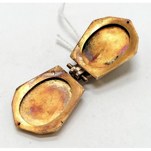 315 - Antique unmarked gold (touch tests as 14/15ct) locket set with hard stones - 4.5cm drop & 14.7g tota... 