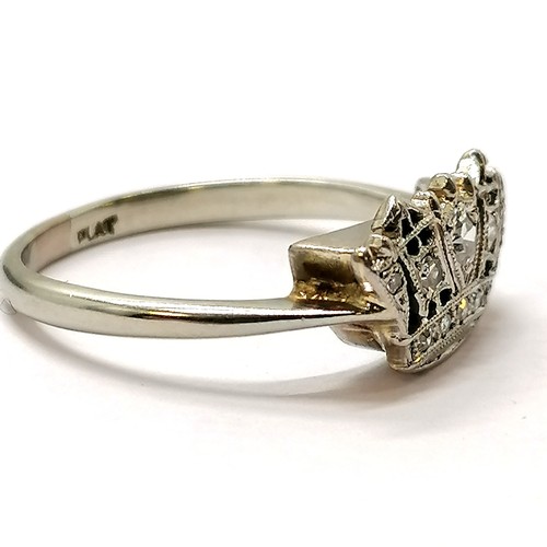 305 - 18ct white gold & platinum diamond set naval crown ring - size P & 3.5g total weight ~ has been resi... 