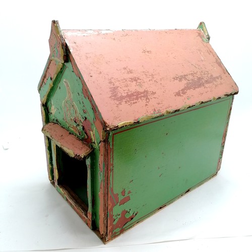 8 - Folk Art scratch built dog kennel with fairground style paint detail - 55cm long x 33cm x 54cm high