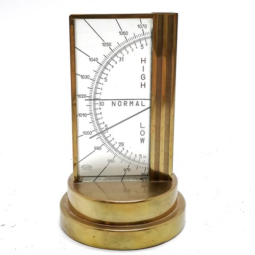 19 - Unusual Zeiss Ikon Art Deco table barometer in a brass case, instructions and dated to base 26/09/38... 