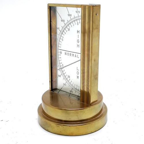 19 - Unusual Zeiss Ikon Art Deco table barometer in a brass case, instructions and dated to base 26/09/38... 