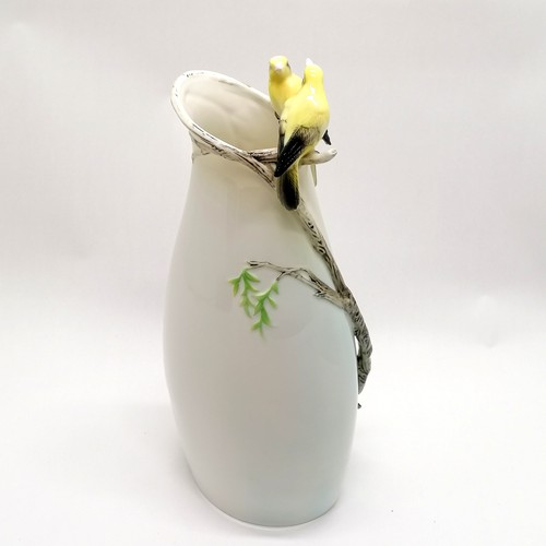 25 - Graff porcelain tall vase with 2 yellow bird decoration to top ~ 38cm high & no obvious damage