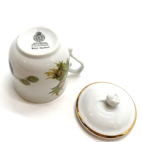 27 - 6 x Royal Worcester wild harvest pattern chocolate pots (with lids) - 8cm high & no obvious damage