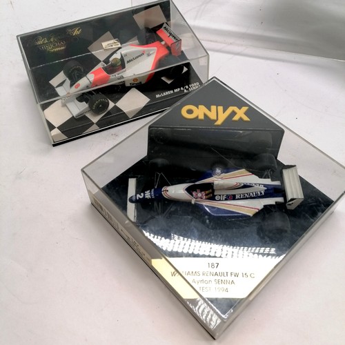 48 - 4 x Minichamps Ayrton Senna boxed 1:43 cars - Williams Renault FW15 & FW16, 2 x McLaren MP4/8 Ford (... 