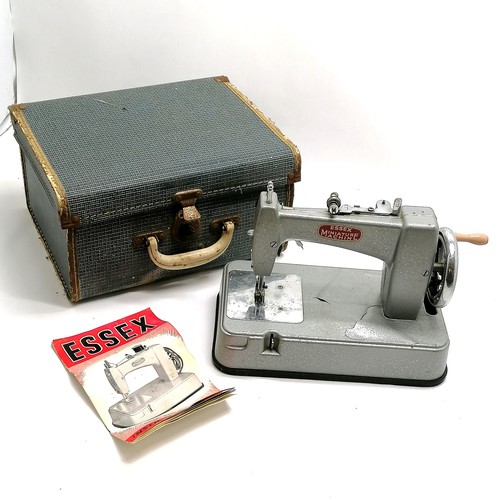 72 - Essex miniature manual sewing machine (in original carry case with instruction book) - 27cm across x... 