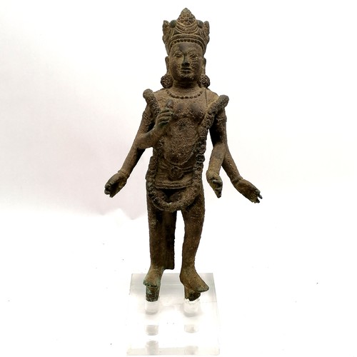 88 - South east Asian deity bronze figure - height with a Perspex base 36cm (loose on base)