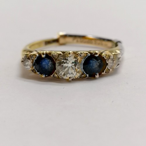 118 - Antique 18ct hallmarked gold sapphire & diamond ring (centre stone approx 5mm diameter and the also ... 