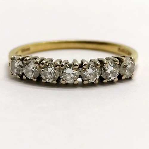 119 - 18ct hallmarked gold 7 stone diamond ring - stones 2.5mm diameter ~ size M½ & 2.1g total weight ~ ha... 