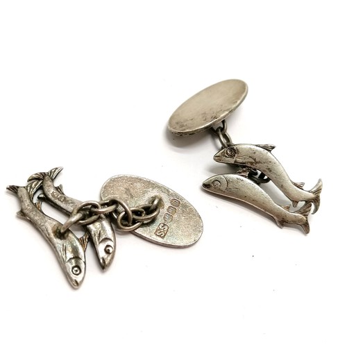 134 - Shetland Silvercraft pair of sterling silver hallmarked salmon cufflinks - 7.7g ~ SOLD ON BEHALF OF ... 