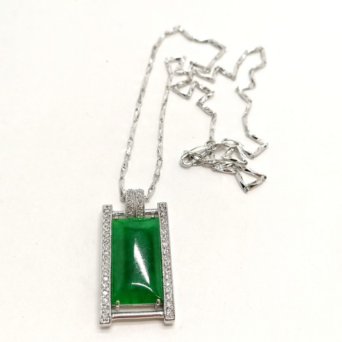 135 - Qty of silver jewellery inc platinum plated jadeite panel pendant on silver 42cm chain, silver brace... 