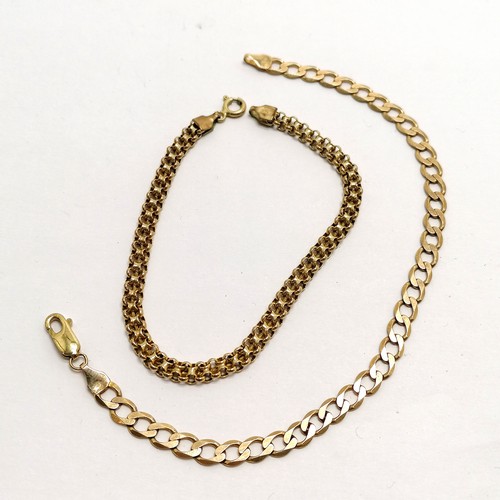 138 - 2 x 9ct marked gold bracelets - longest 19cm - total 8g - SOLD ON BEHALF OF THE NEW BREAST CANCER UN... 