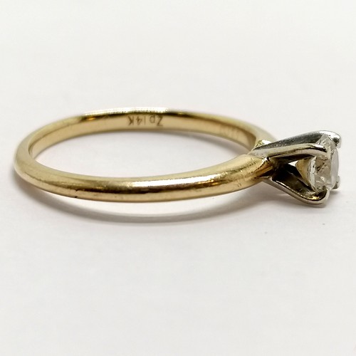 140 - 14ct marked gold high set diamond (4.5mm diameter & marked weight 0.44ct) solitaire ring - size N½ &... 