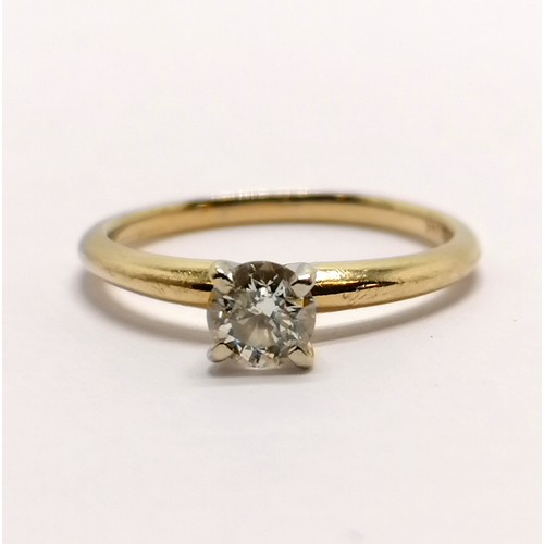 140 - 14ct marked gold high set diamond (4.5mm diameter & marked weight 0.44ct) solitaire ring - size N½ &... 