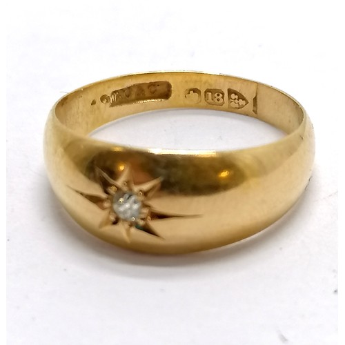 155 - Antique 18ct Chester hallmarked gold diamond set gypsy ring - size K & 3.1g total weight