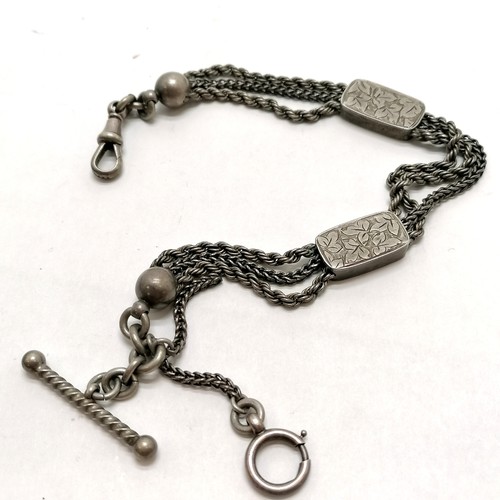 173 - Solid silver antique albertine chain - 24cm long & 23g - SOLD ON BEHALF OF THE NEW BREAST CANCER UNI... 