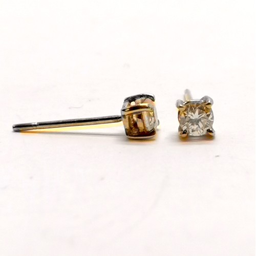 180 - 2 x pairs of gold diamond set earrings - 3.4mm diamond earrings are set in 18ct gold (1.1g total wei... 