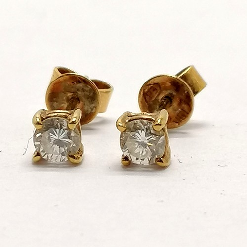 180 - 2 x pairs of gold diamond set earrings - 3.4mm diamond earrings are set in 18ct gold (1.1g total wei... 