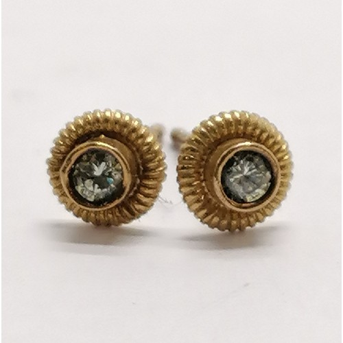 180 - 2 x pairs of gold diamond set earrings - 3.4mm diamond earrings are set in 18ct gold (1.1g total wei... 