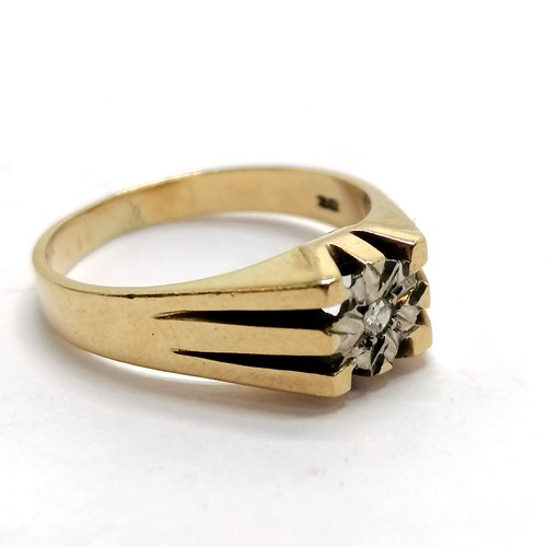 181 - Gents 9ct hallmarked gold diamond set ring - size W & 5.9g total weight