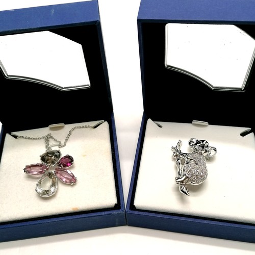 188 - 2x boxed Swarovski items- Koala brooch and flower pendant T/W Mickey Lorus quartz watch, watch ring,... 